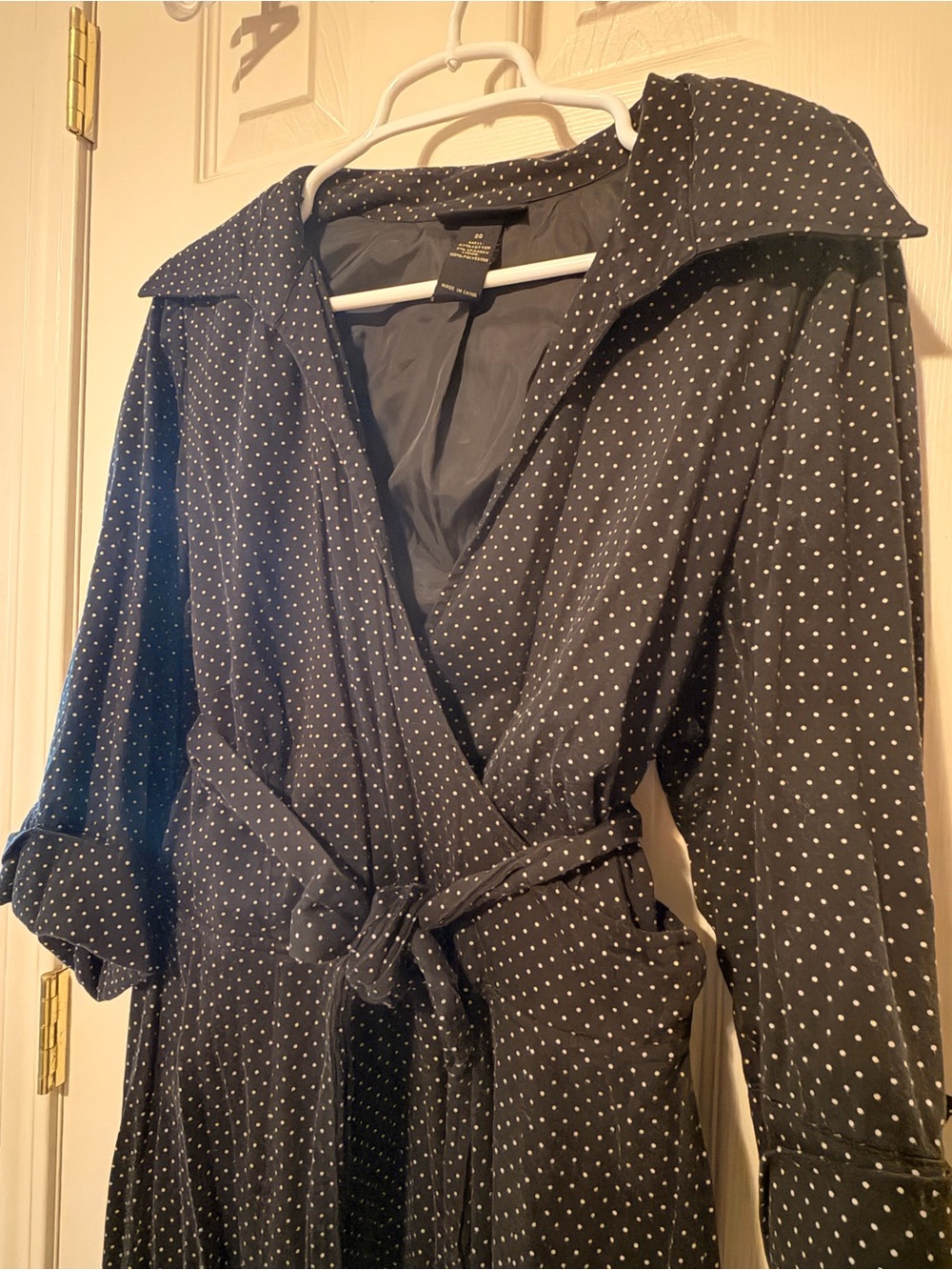 Lane Bryant Black Polka Dot Wrap Dress with Tie Belt